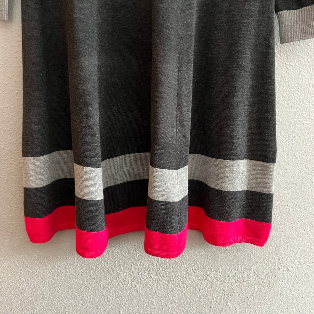Vince Camuto Women Medium Gray Pink Stripe Knit Sweater Dress Long Sleeve - Picture 5 of 11
